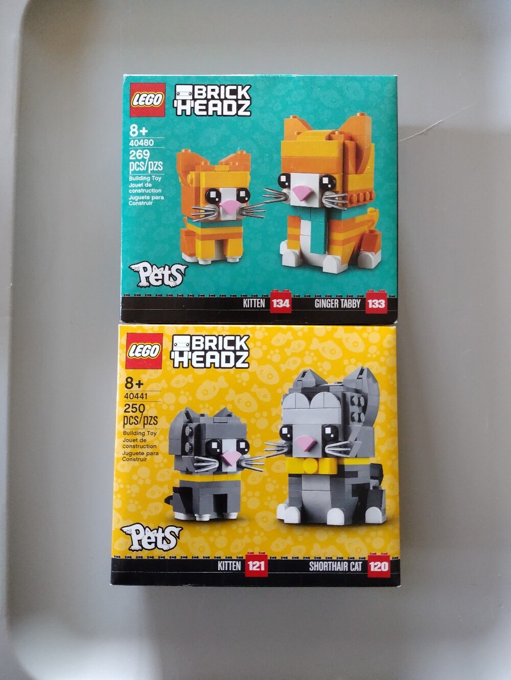 Unused LEGO Pets cat + kitten retired sets: Shorthair + Ginger Tabby designs